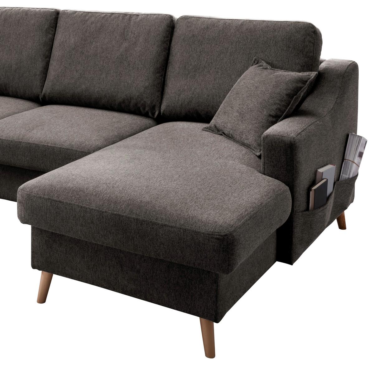 Wohnlandschaft Valentina Mit Schlaffunktion Braun - Braun/Naturfarben, KONVENTIONELL, Textil (200/301/150cm) - P & B