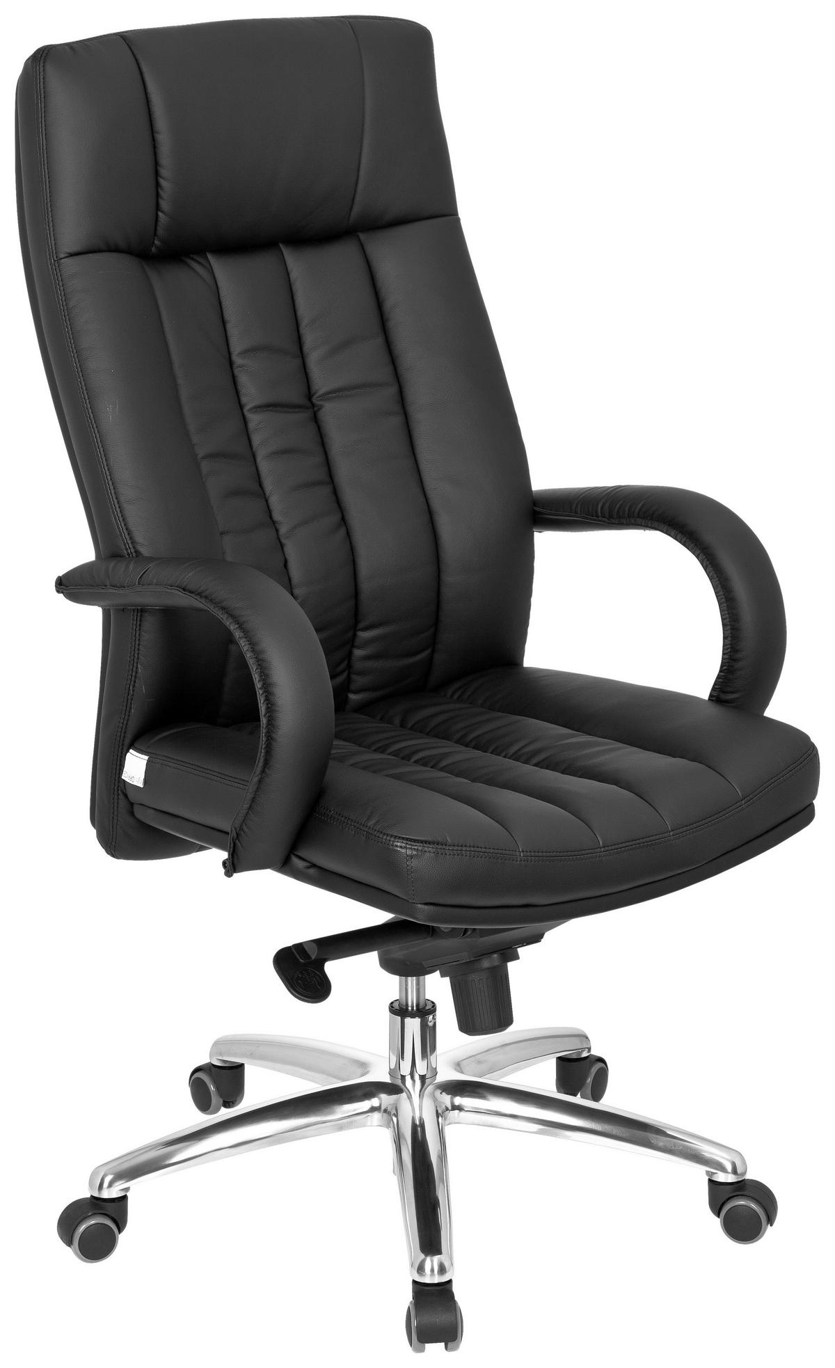 Chefsessel Xxl G 300 Lederlook Schwarz Bis 150 Kg - Silberfarben/Schwarz, Basics, Kunststoff/Textil (62/129/50cm) - MID.YOU