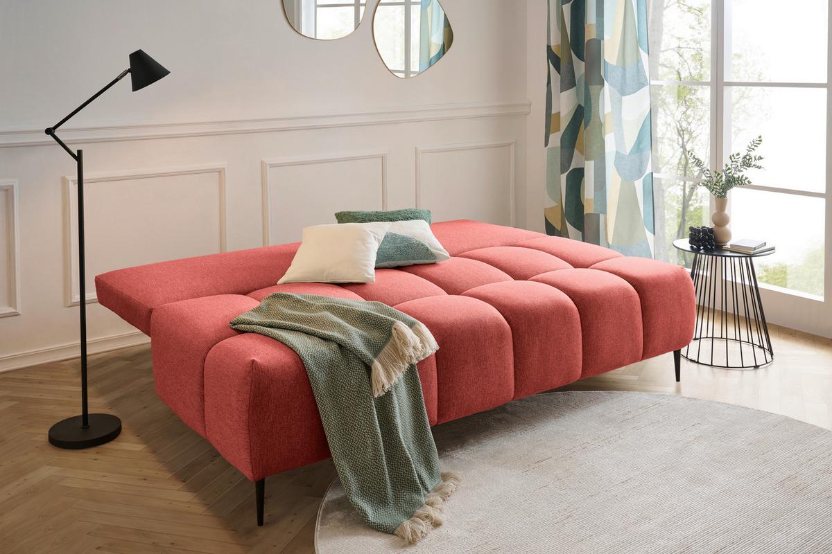 Schlafsofa Bobbio Koralle B: 204cm - Koralle/Schwarz, MODERN, Textil (204/90/95cm) - MID.YOU