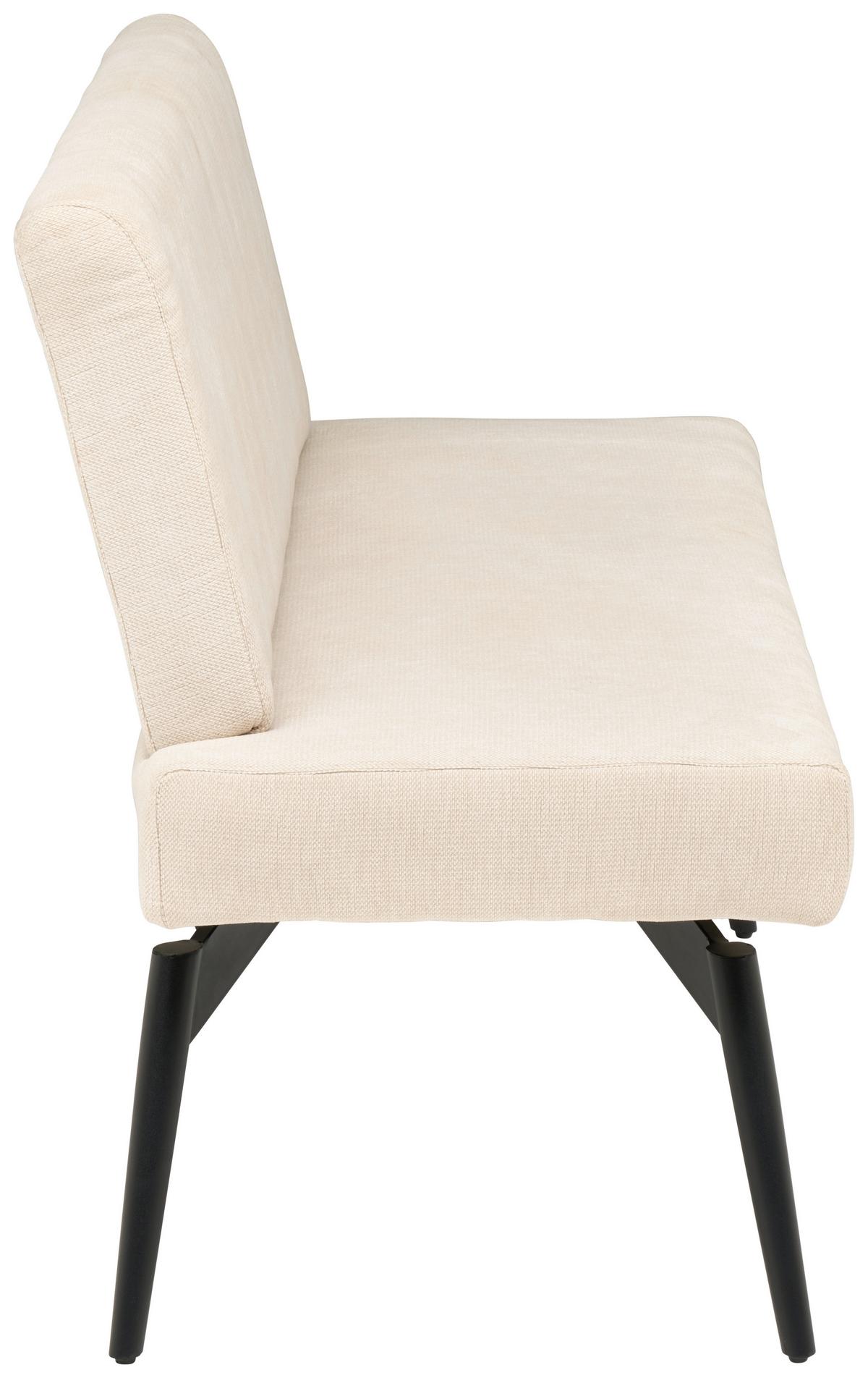 Sitzbank Tinos mit Lehne Beige, B: 140 cm - Beige/Schwarz, KONVENTIONELL, Textil/Metall (140/88/62cm) - MID.YOU