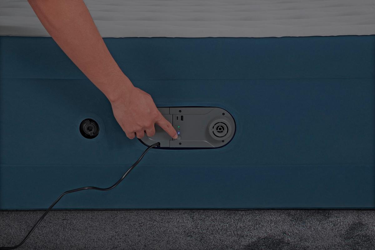 Luftbett Sara 203x152x46 Cm Bis 300kg, Inkl. Pumpe - Dunkelblau/Grau, KONVENTIONELL, Kunststoff/Metall (203/152/46cm) - Bestway