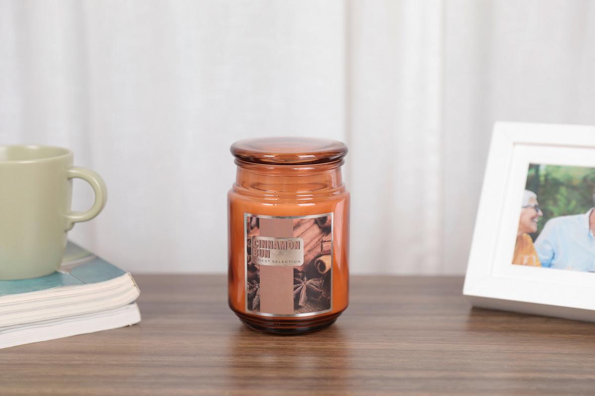 Kerze im Glas mit Deckel Caralina, Ø/H: 9/14,5 cm - Beige/Rot, Basics, Glas (9/14,5cm) - Luca Bessoni