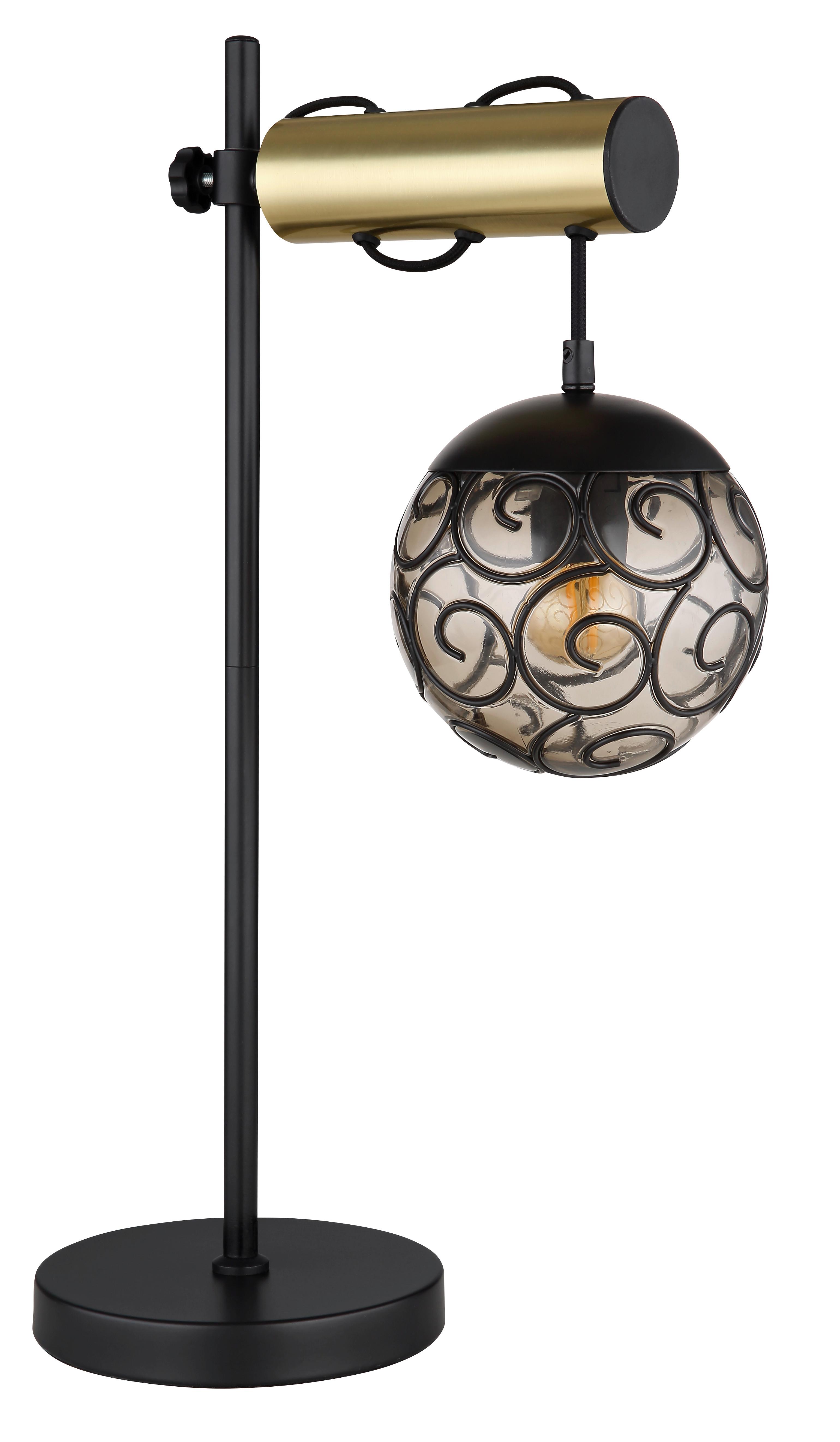 Tischleuchte 15659t - Goldfarben/Schwarz, KONVENTIONELL, Kunststoff/Metall (34/18/55cm) - Globo