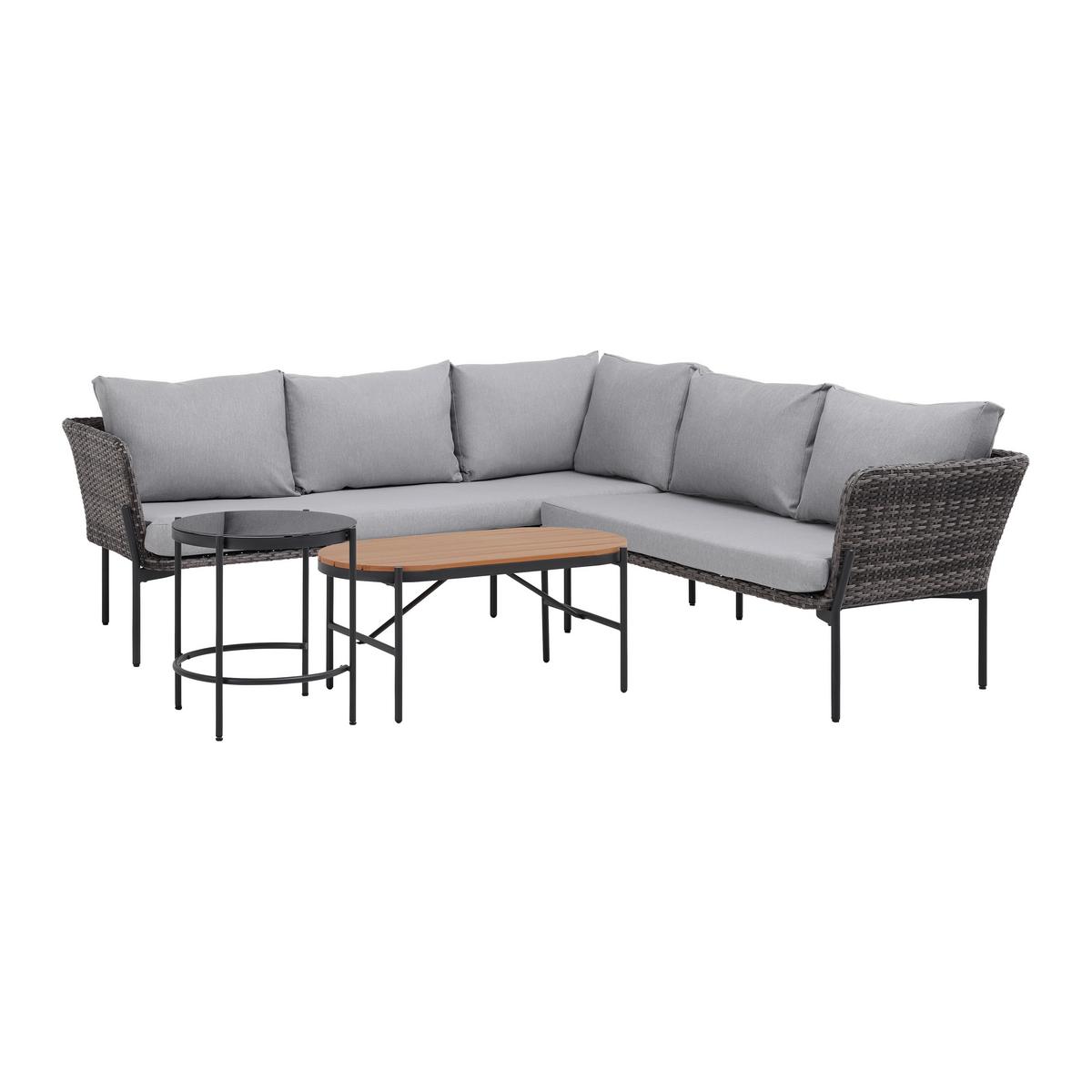 Zahradní sedací souprava ZOPHIA - šedá/černá, Moderní, kov/textil (294/68/77cm) - Bessagi Garden