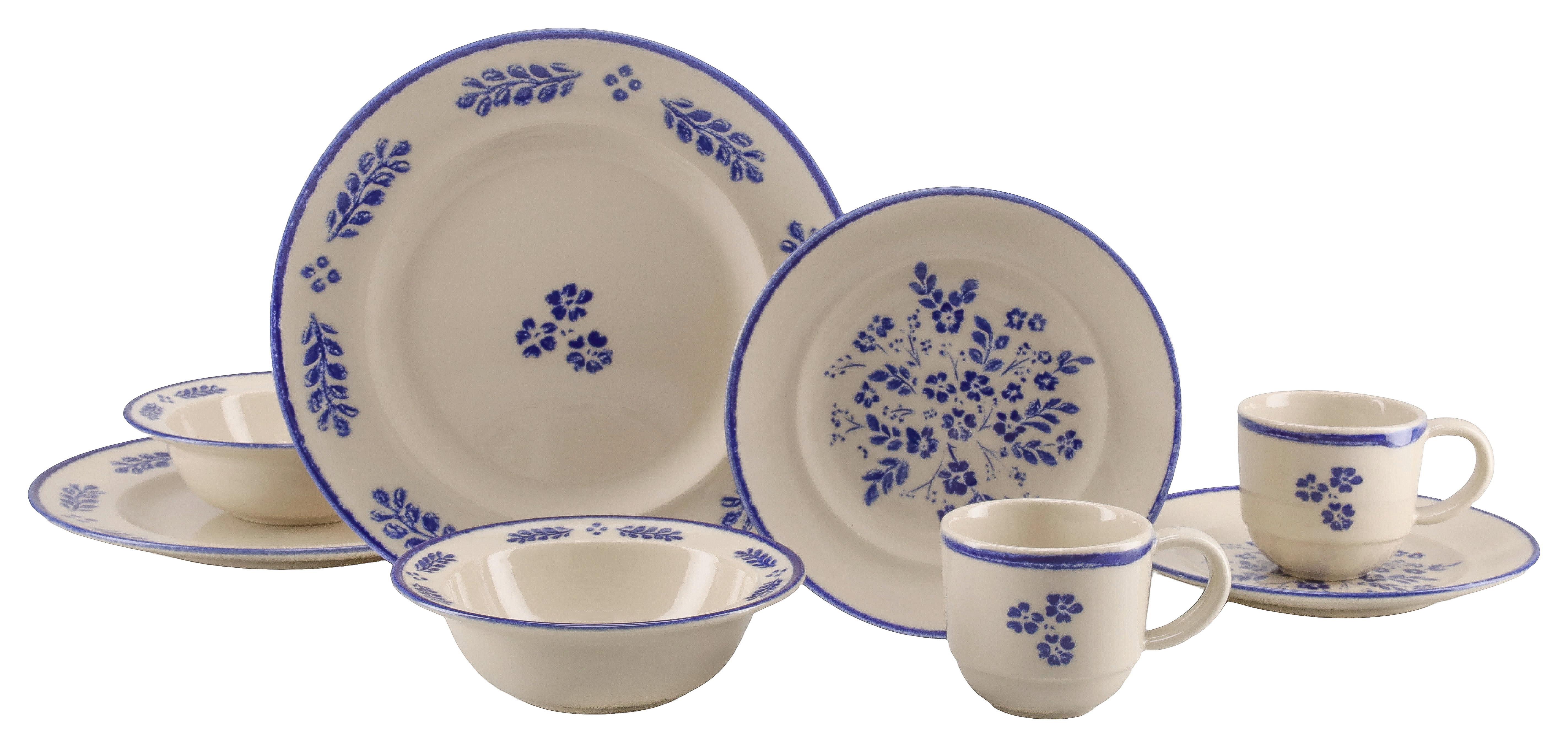 Kombiservice 8 -Teilig. Steinzeug, Blau/Weiß - Blau/Weiß, Basics, Keramik - Creatable