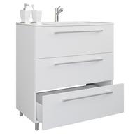 Waschbecken Mit Unterschrank Schubo B: 60 Cm Weiß - Alufarben/Weiß, MODERN, Keramik/Holzwerkstoff (60cm) - MID.YOU