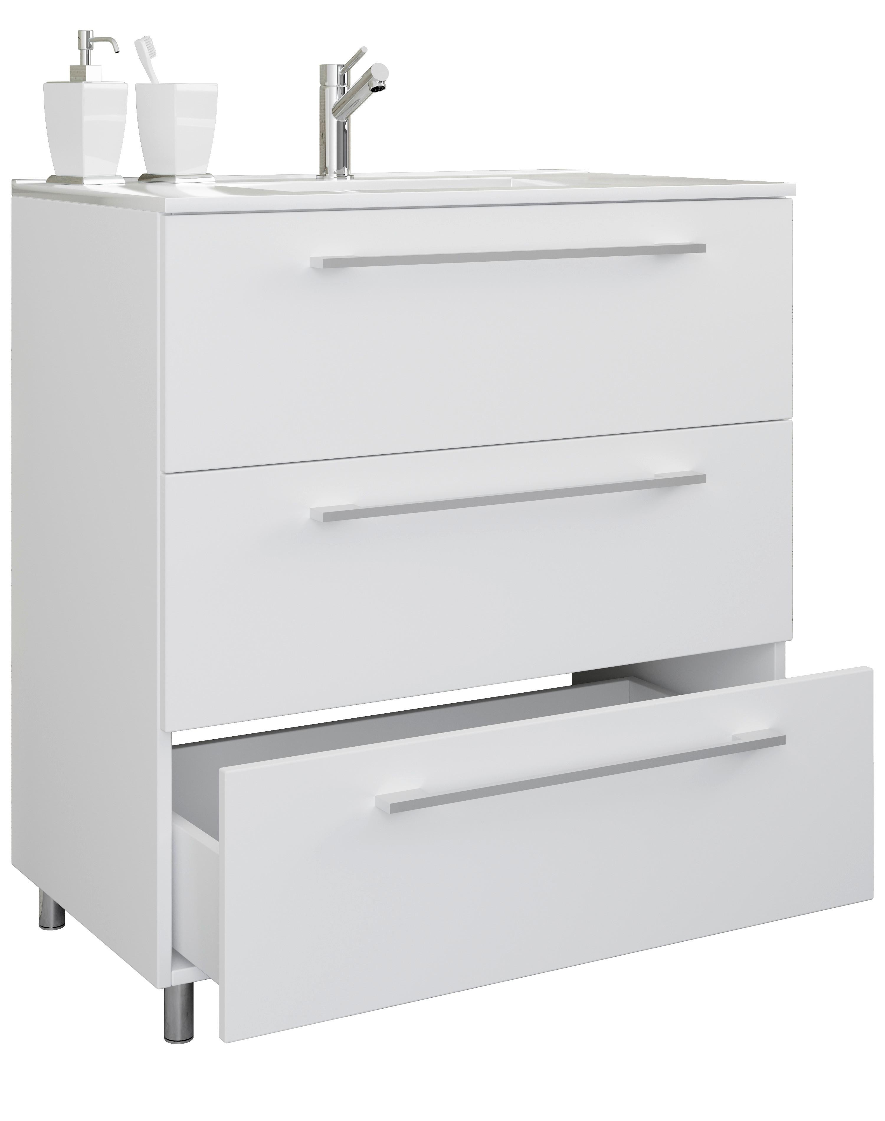 Waschbecken Mit Unterschrank Schubo B: 60 Cm Weiß