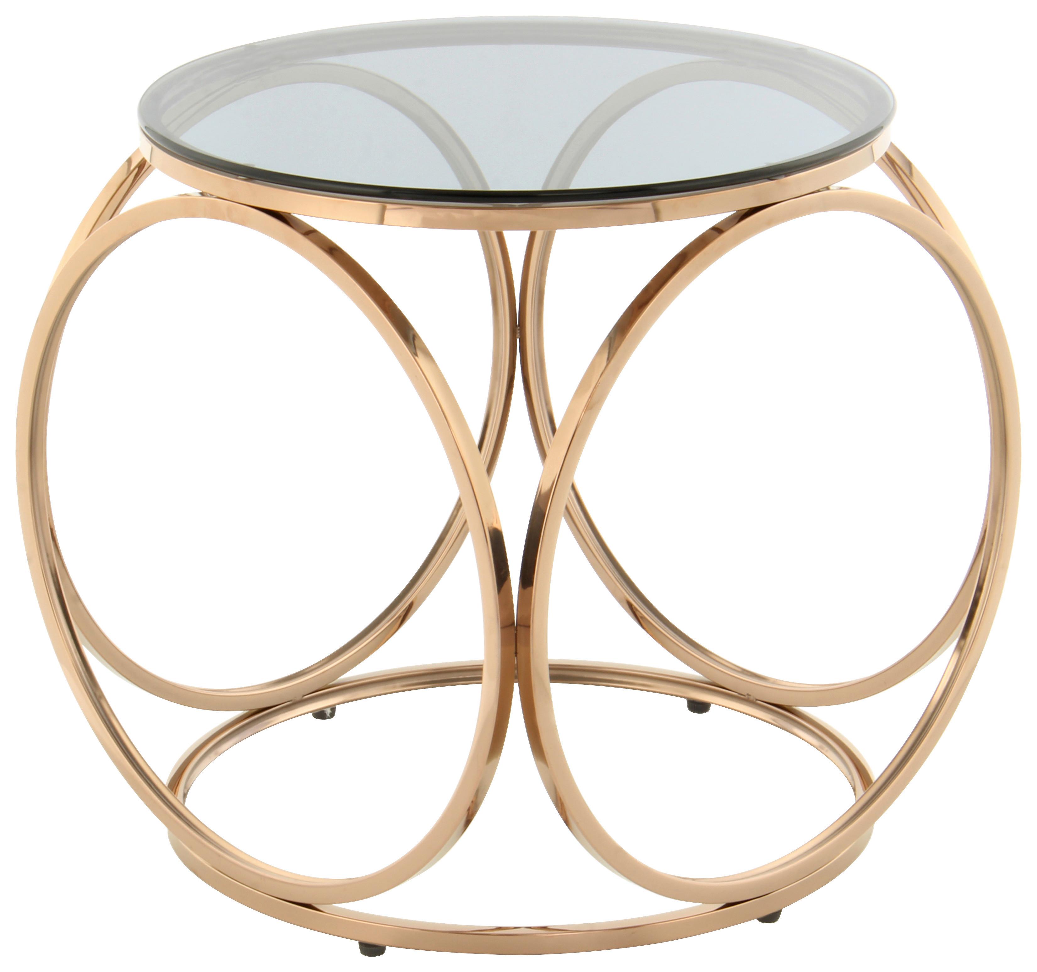 Beistelltisch Whitney 225 Grau/rosegold B: 50 Cm - Roségold/Grau, Design, Glas/Metall (50/50/52cm) - Kayoom