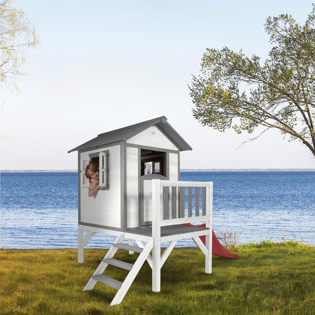 Spielhaus C050.002.20 - Rot/Weiß, KONVENTIONELL, Holz/Kunststoff (240/189/167cm) - Ambia Garden