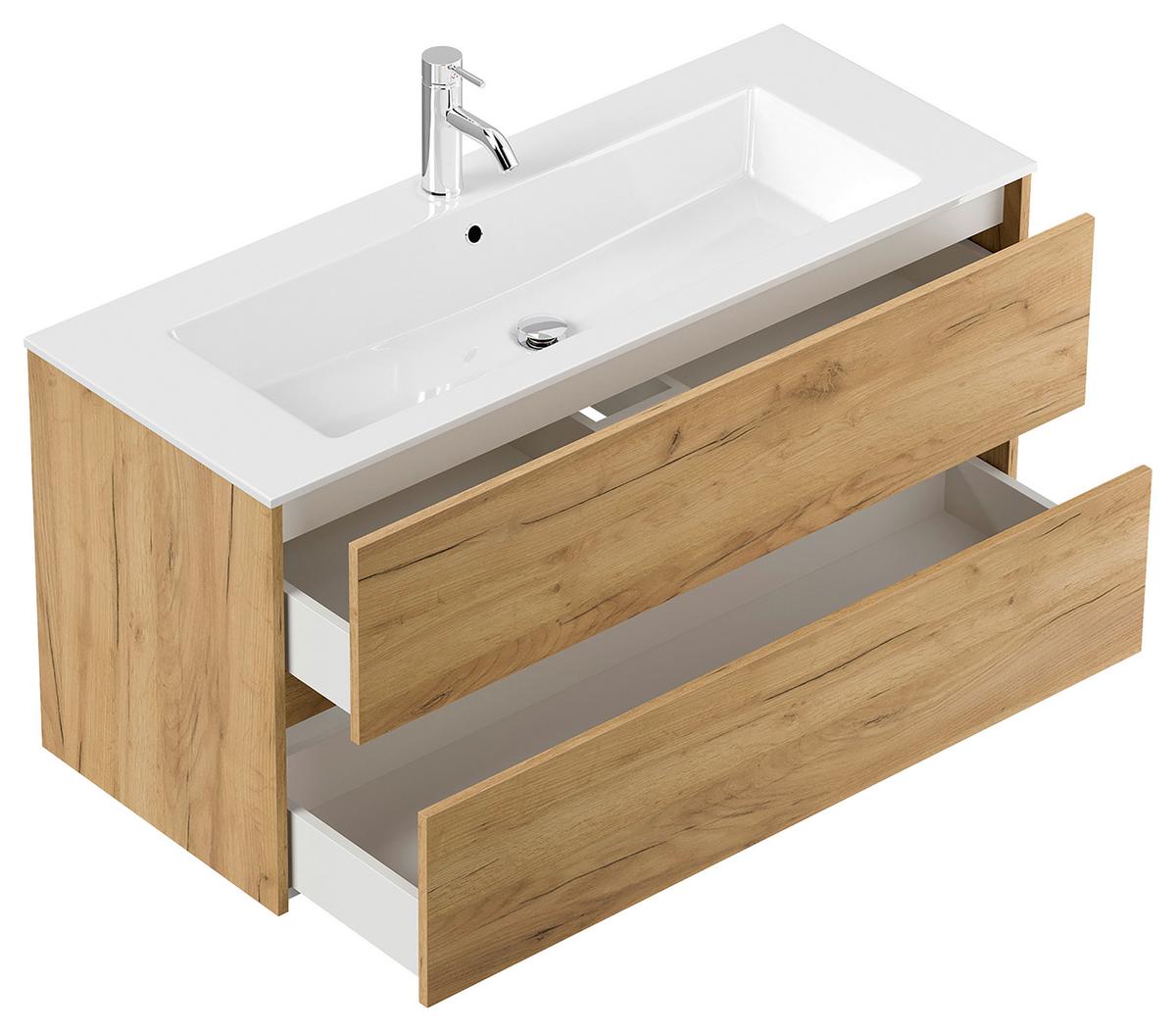 BADEZIMMER Limes, Eichefarben B: 120 cm - Eichefarben/Weiß, Basics, Holzwerkstoff/Stein (120cm) - MID.YOU