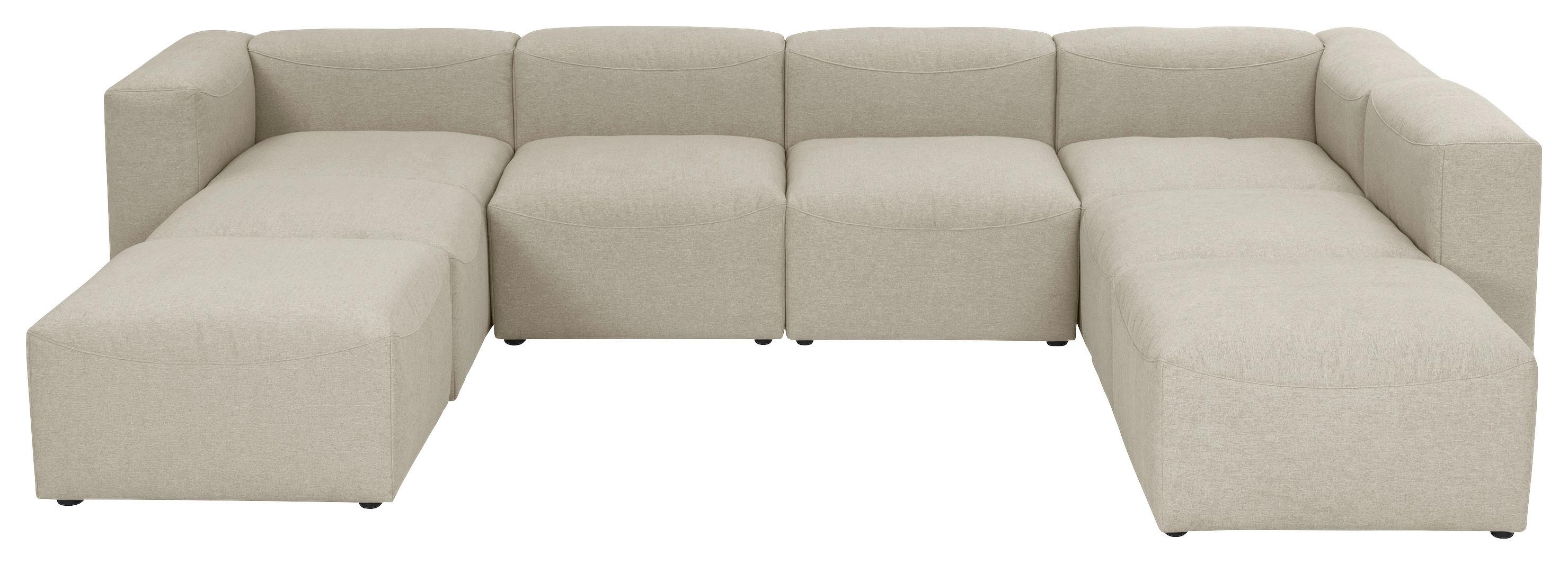 Wohnlandschaft Lena Creme Flachgewebe - Creme, Design, Textil (235/350/250cm) - Max Winzer