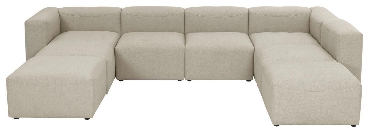 Wohnlandschaft Lena Creme Flachgewebe - Creme, Design, Textil (235/350/250cm) - Max Winzer