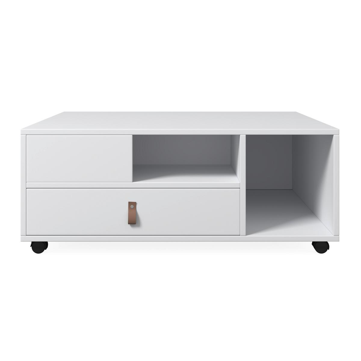 Konferenční stolek MICK - bílá/hnědá, Moderní, kompozitní dřevo/plast (74/88/35cm) - Modern Living
