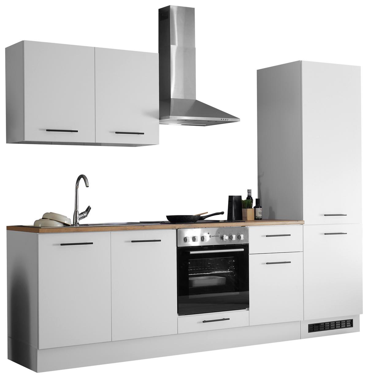 Kuchyňský blok bez spotřebičů TIROL - bílá/barvy dubu, Basics, kompozitní dřevo/plast (270cm) - MID.YOU