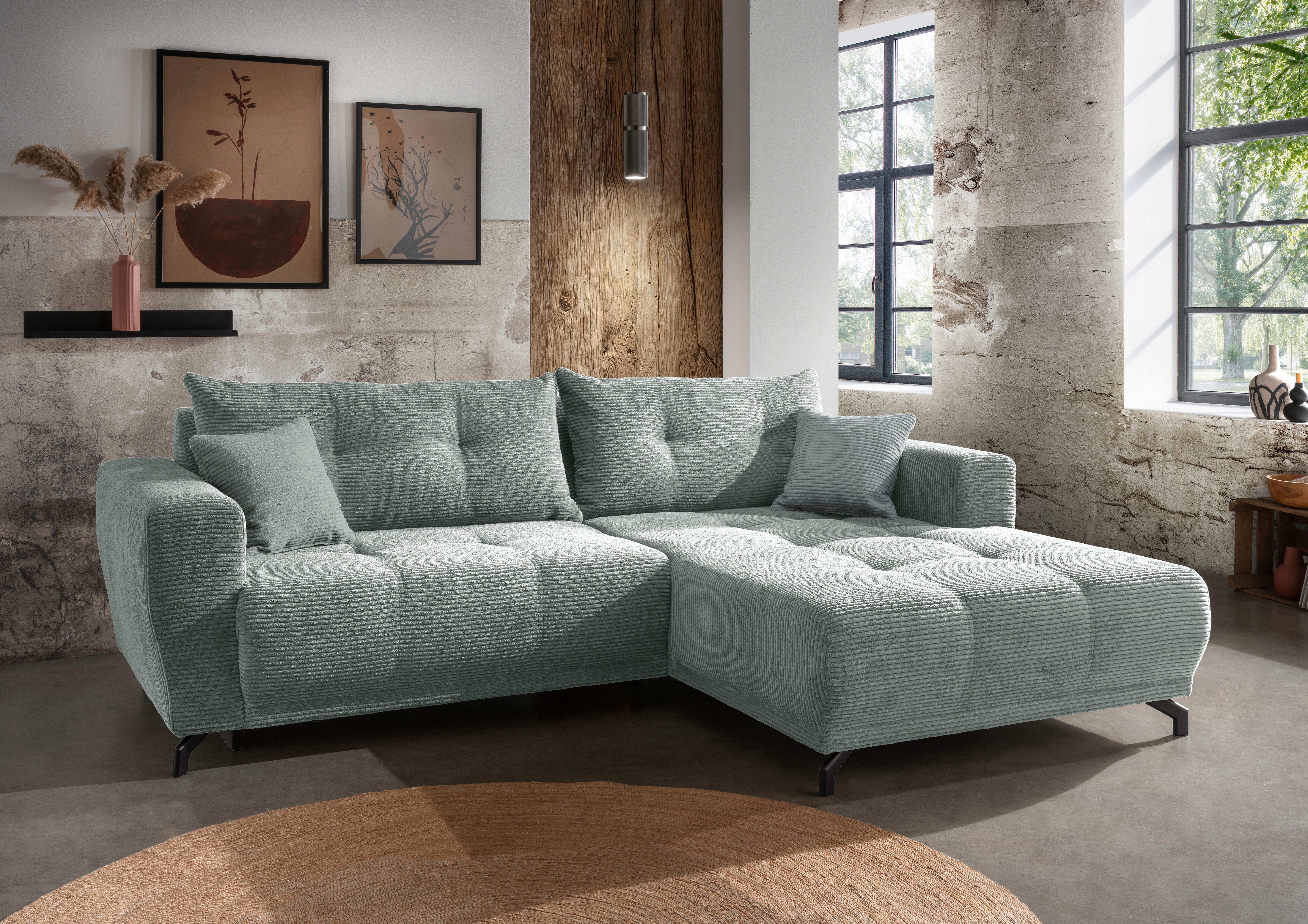 Ecksofa Restato Hellblau S: 246/177 cm - Schwarz/Hellblau, MODERN, Holz/Textil (246/177cm) - MID.YOU