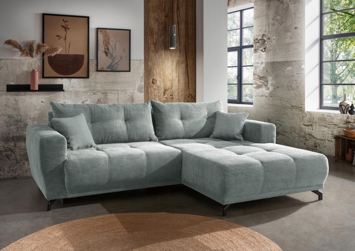 Ecksofa Restato Hellblau S: 246/177 cm - Schwarz/Hellblau, MODERN, Holz/Textil (246/177cm) - MID.YOU