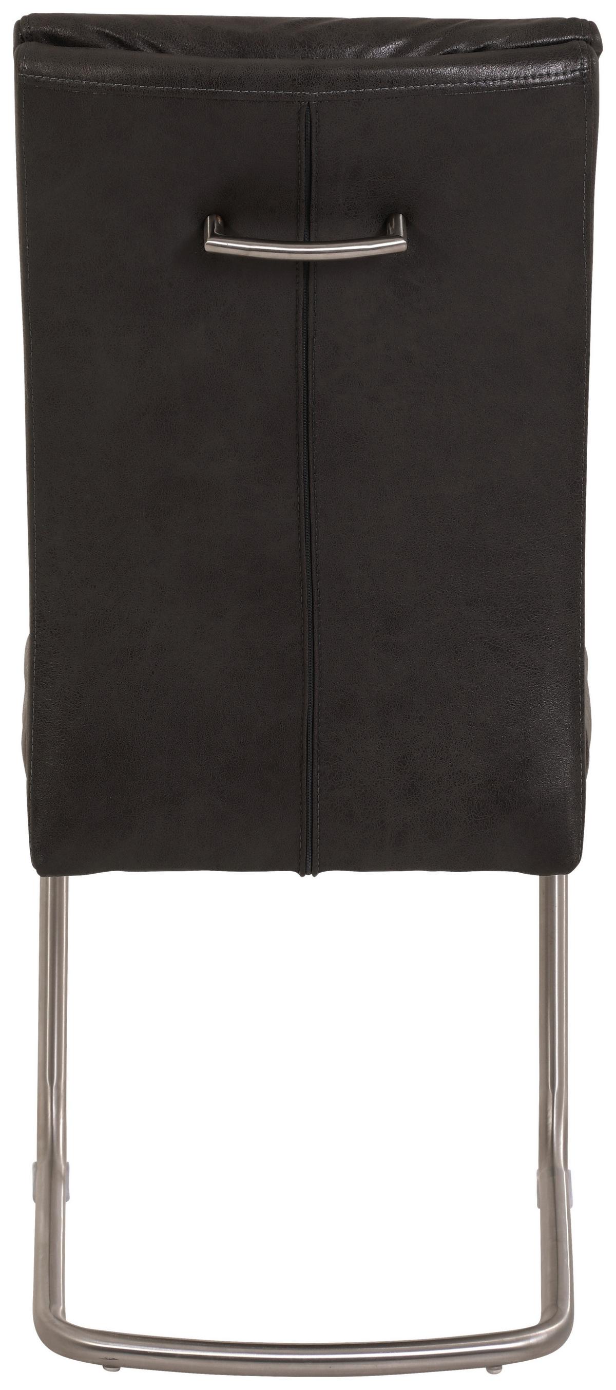 Schwingstuhl Paula Anthrazit Lederlook 5er-Set - Edelstahlfarben/Anthrazit, MODERN, Textil/Metall (45/102/65cm) - MID.YOU