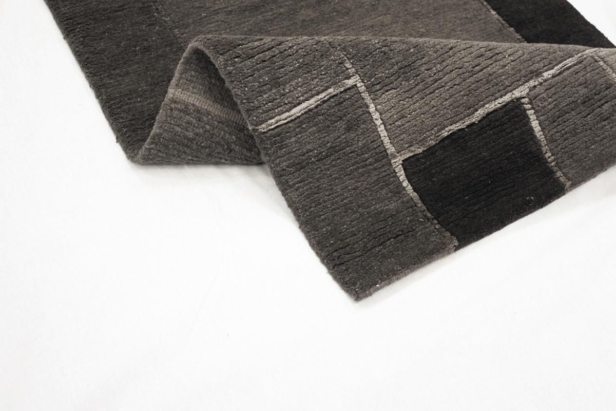 Wollteppich Luwasa - Dunkelgrau, Basics, Textil (70/140cm) - Cazaris