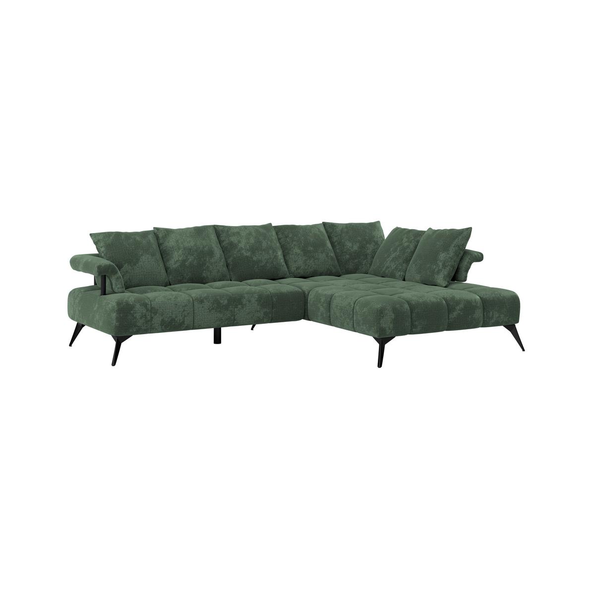 Rohová sedačka VANESSA NEW nutná š. dveří 90 cm, pravá - černá/zelená, Moderní, kov/textil (297/200cm)
