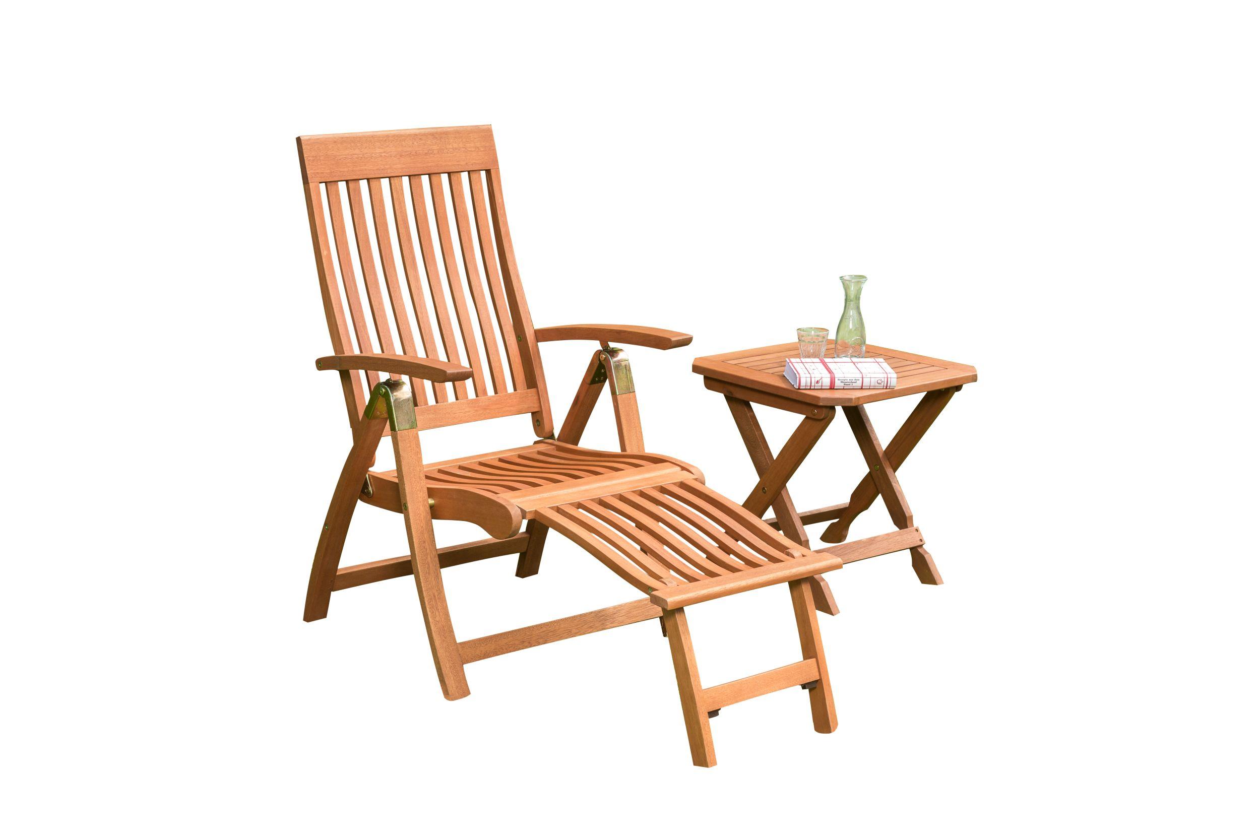 Gartensessel-Set Klappbar Comodoro Naturfarben - Naturfarben, ROMANTIK / LANDHAUS, Holz (49,5/43/48,5cm) - Gardenson