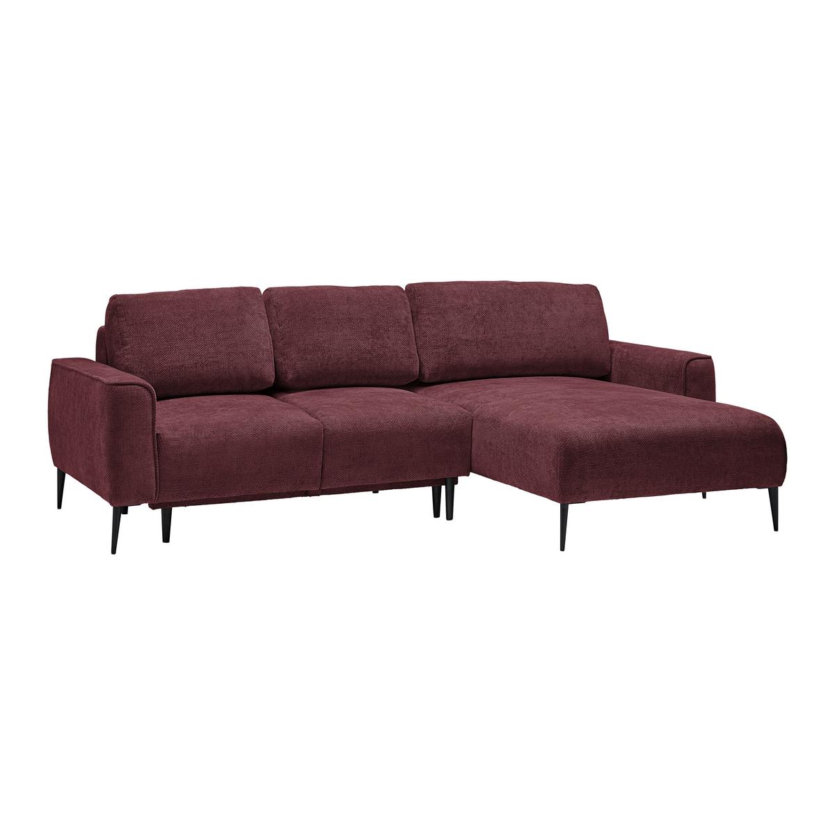 Rohová sedačka CUSTOM, pravá, bordová žinylka - bordeaux/černá, Moderní, kov/textil (255/164cm) - Mömax