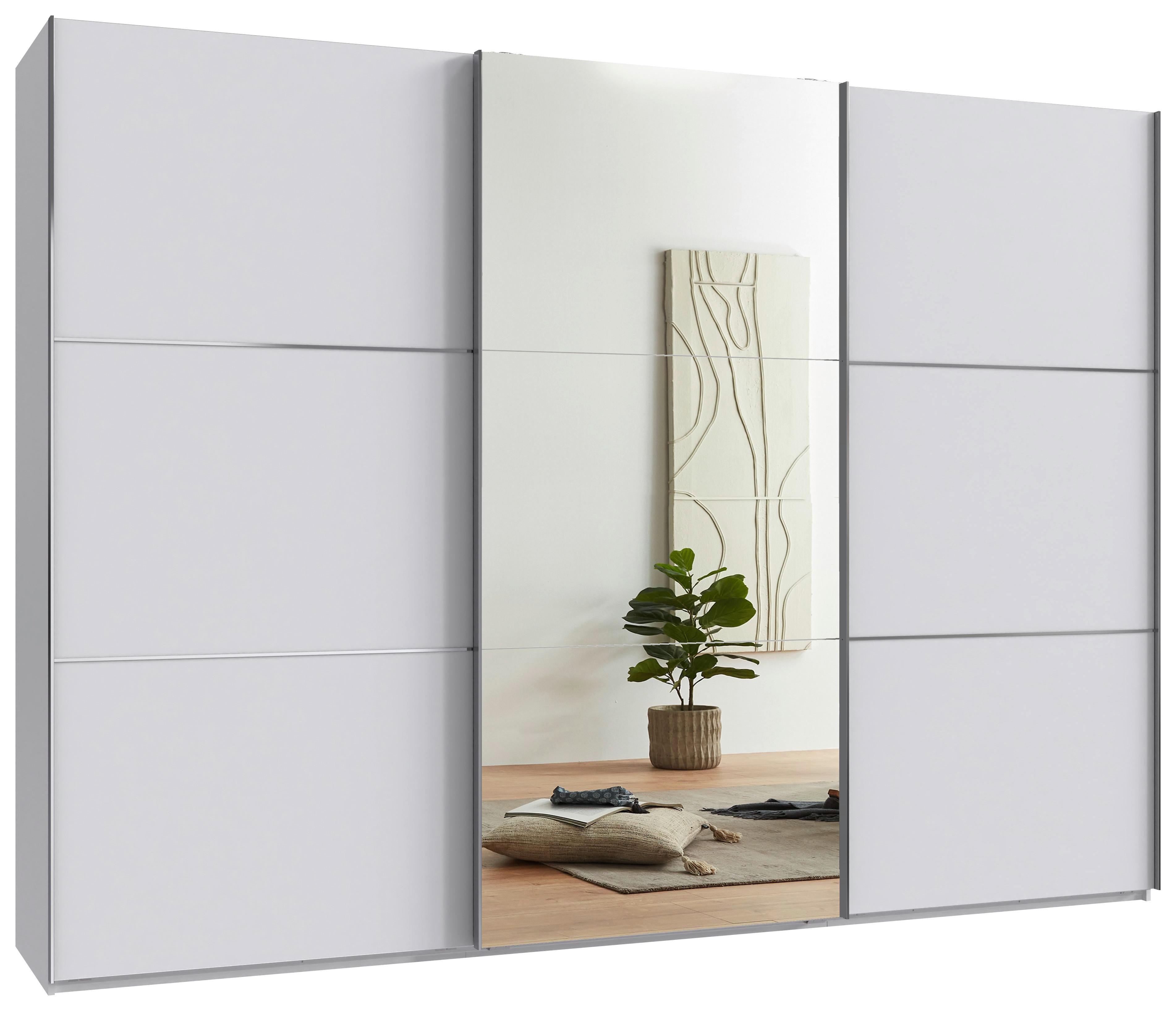 Schwebetürenschrank Indian A Weiß Dekor/Spiegel, B: 300cm