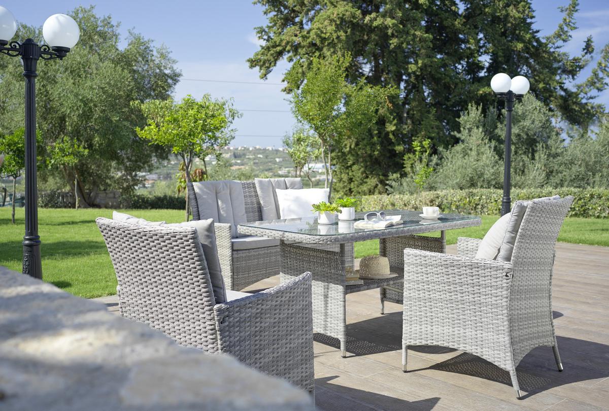 TERASOVÁ SEDACÍ SOUPRAVA MARGE - šedá, Moderní, kov/textil (262/129/88cm) - Modern Living