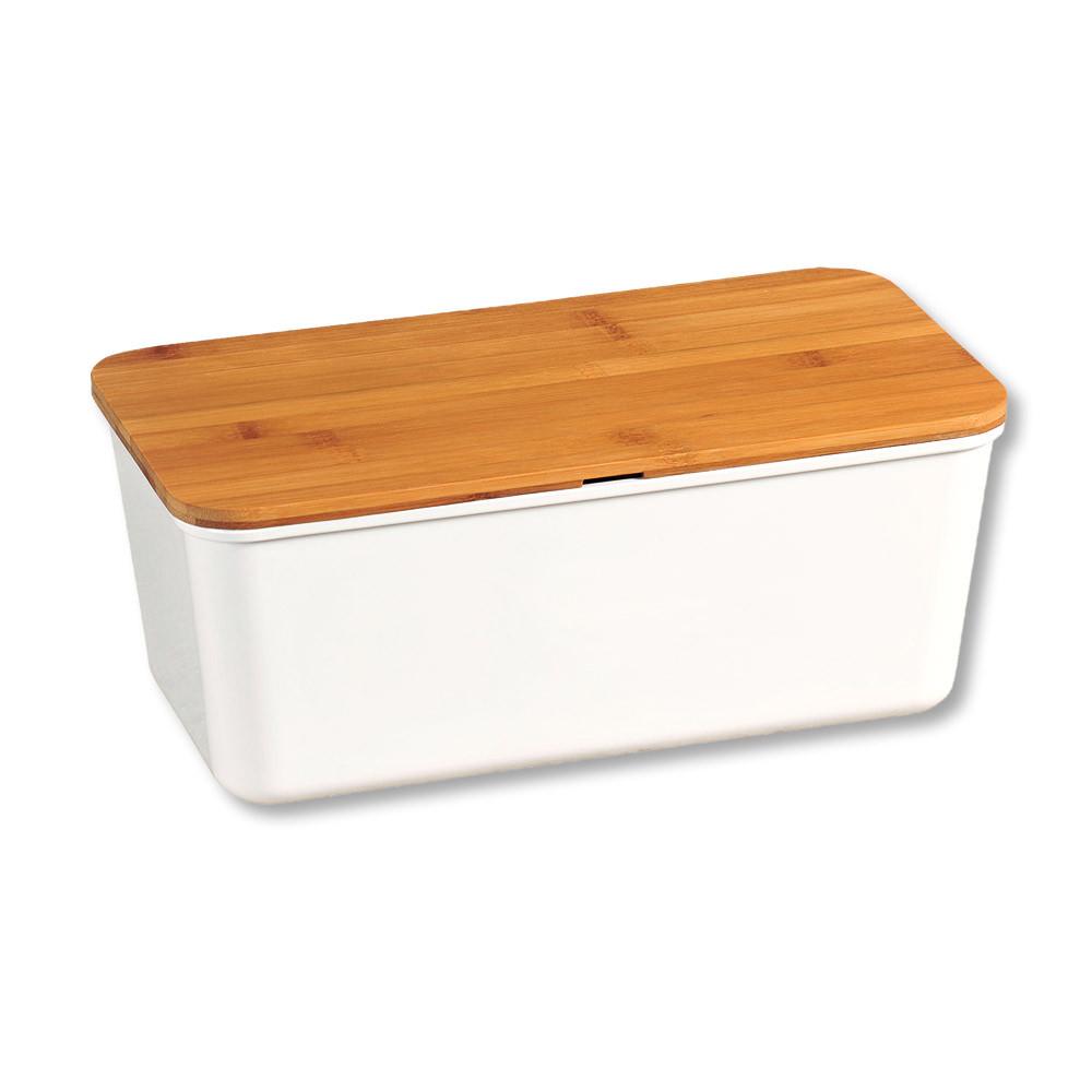 Brotbox Mit Holzdeckel Weiß Ca. 34/18/13,5 Cm - Naturfarben/Weiß, Basics, Holz/Kunststoff (34/18/13,5cm) - Kesper