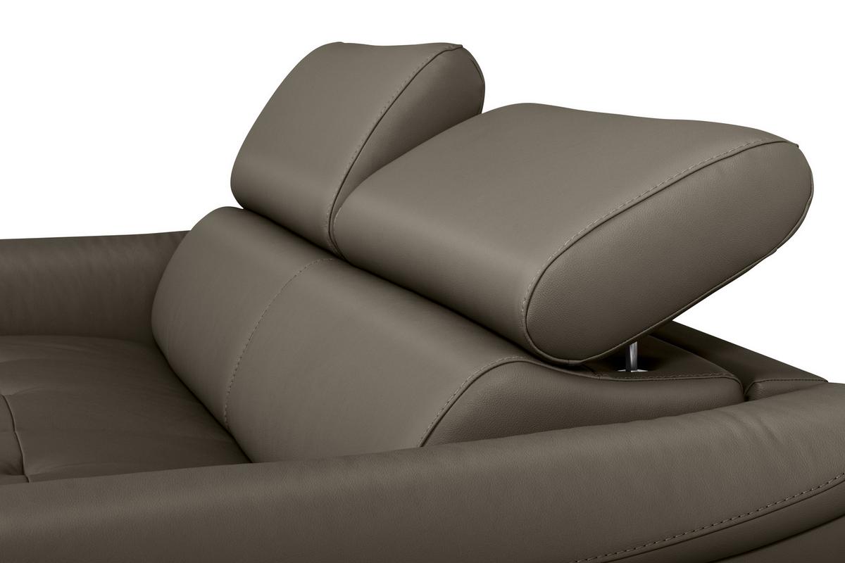 Schlafsofa Pafos Schlammfarben Lederlook, Rindsleder B: 203cm - Schlammfarben, Design, Leder/Textil (203/77-98/103cm) - MID.YOU