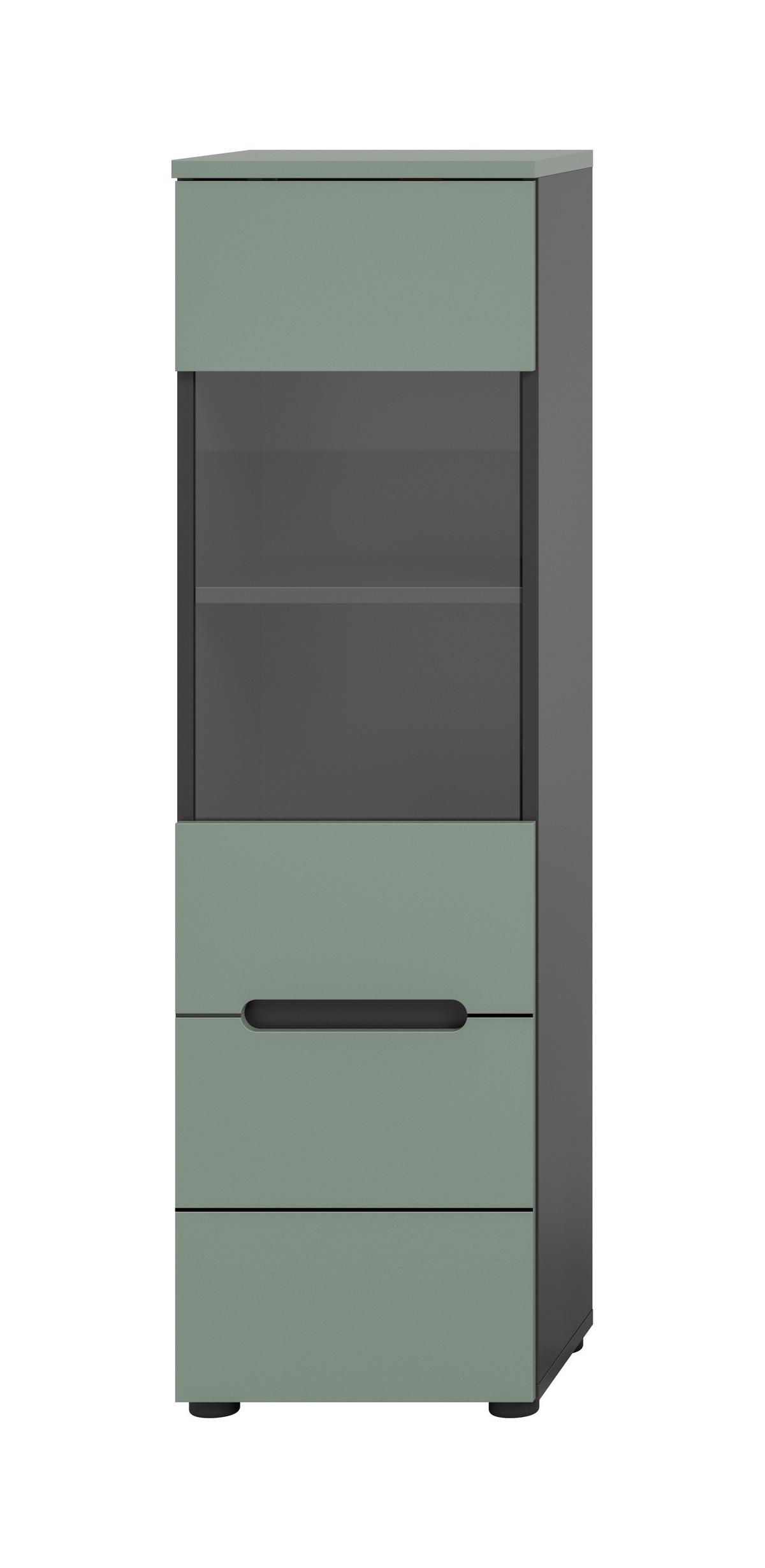 VITRINE Canu Graugrün B: 36cm - Schwarz/Graugrün, Design, Holzwerkstoff (36/125/33cm) - Livetastic
