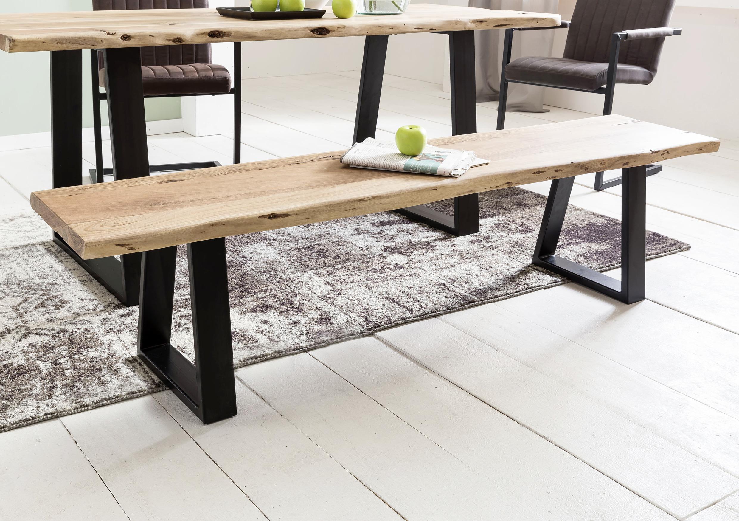 Lavice Z Masivního Dřeva Gaya Š: Ca. 160 Cm - černá/barvy akácie, Design, kov/dřevo (160/45/40cm) - MID.YOU