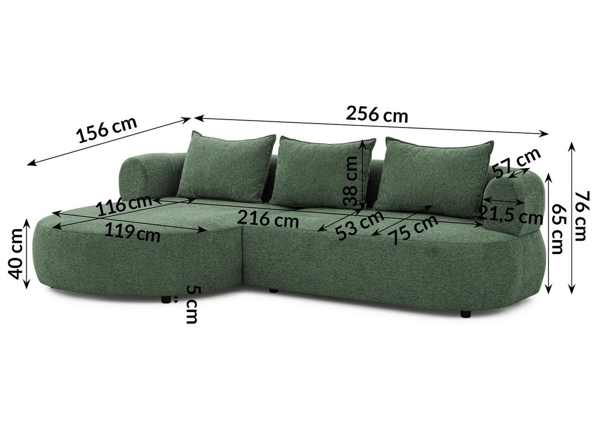 Ecksofa Ferro Grün S: 156x256 Cm - Schwarz/Grün, Design, Textil (156/256cm) - Livetastic