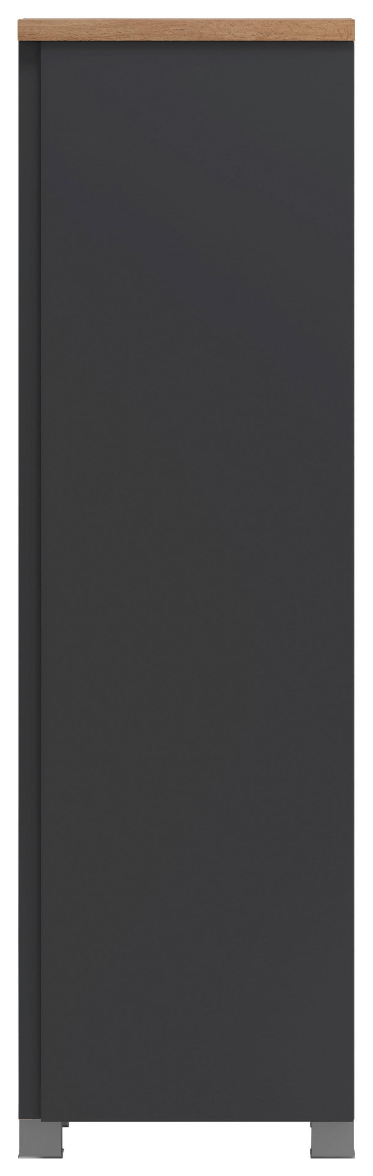 Midischrank Aresa B: 40 Cm Grau/eiche Dekor - Silberfarben/Eiche Wotan, MODERN, Holzwerkstoff (40/130/35cm) - Held