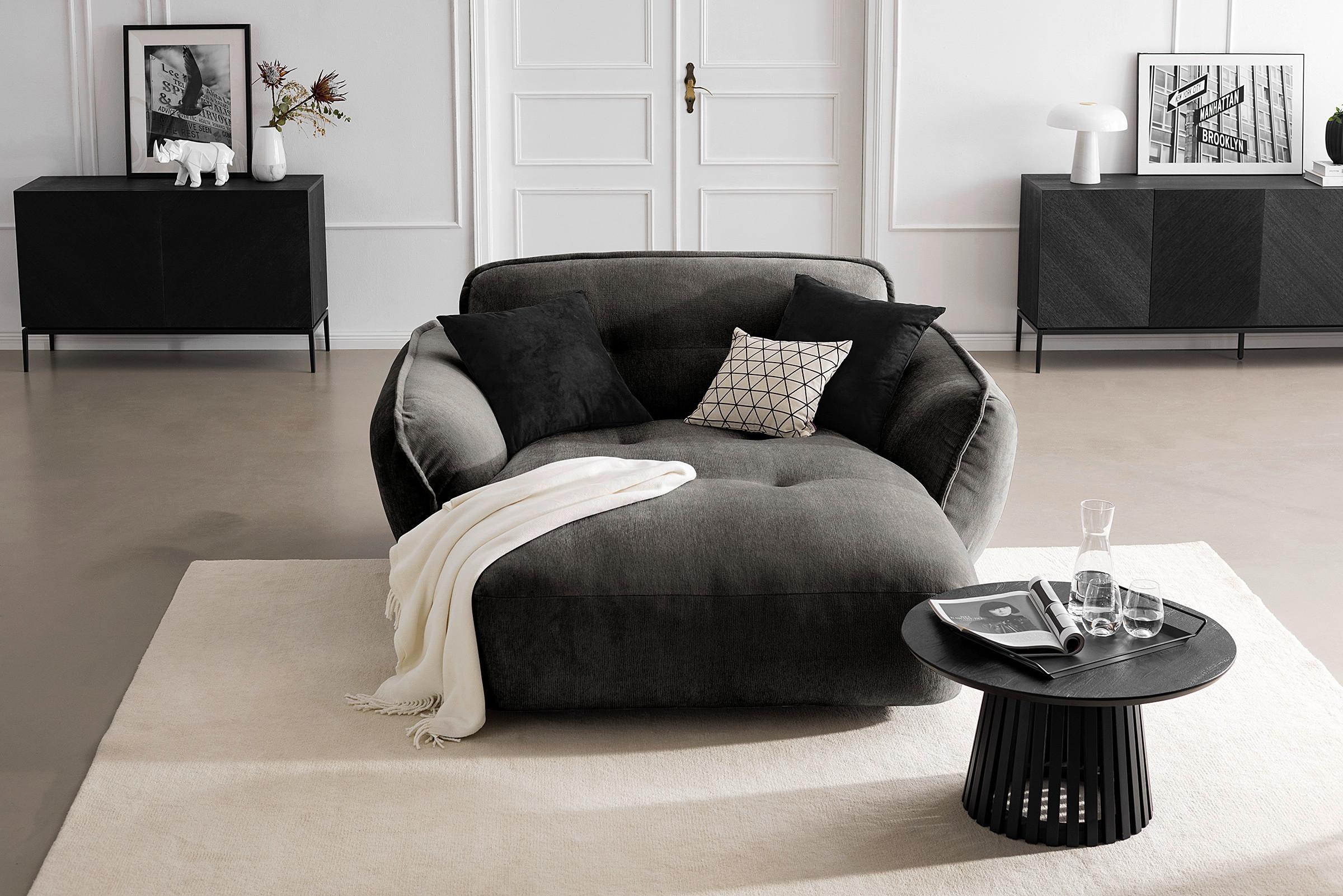 Xxl-sessel Fluffy, Anthrazit B: 182 Cm - Anthrazit/Schwarz, MODERN, Textil (182/87/184cm) - Trendmanufaktur