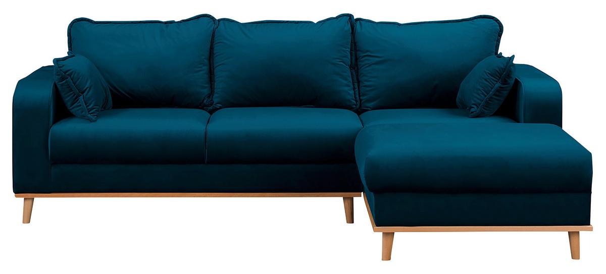 Ecksofa Beata Blau S: 230x150 cm - Wengefarben/Blau, Design, Textil (230/150cm) - Livetastic