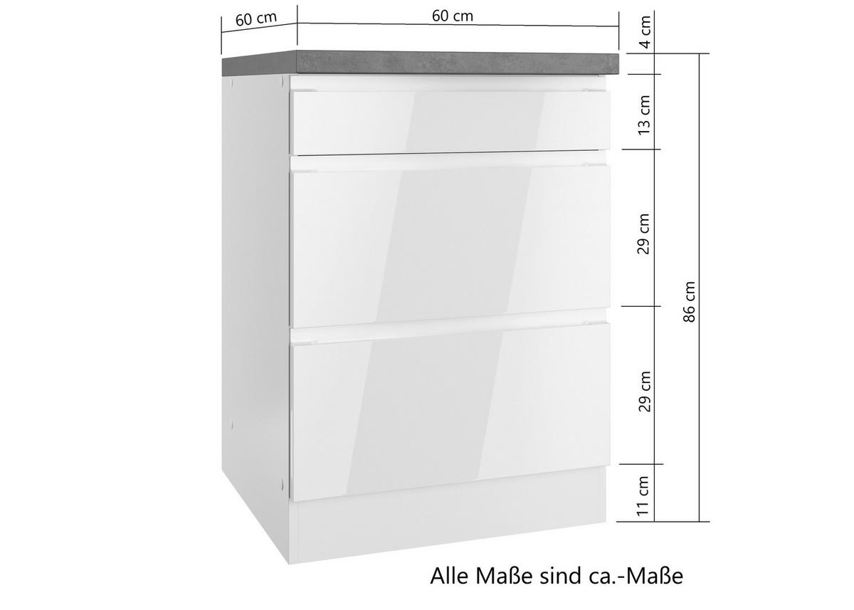 Kochfeldumbauschrank Monza B: 60 cm Weiß/Eiche Dekor - Weiß Hochglanz/Eiche Wotan, LIFESTYLE, Holzwerkstoff (60/86/60cm) - Held