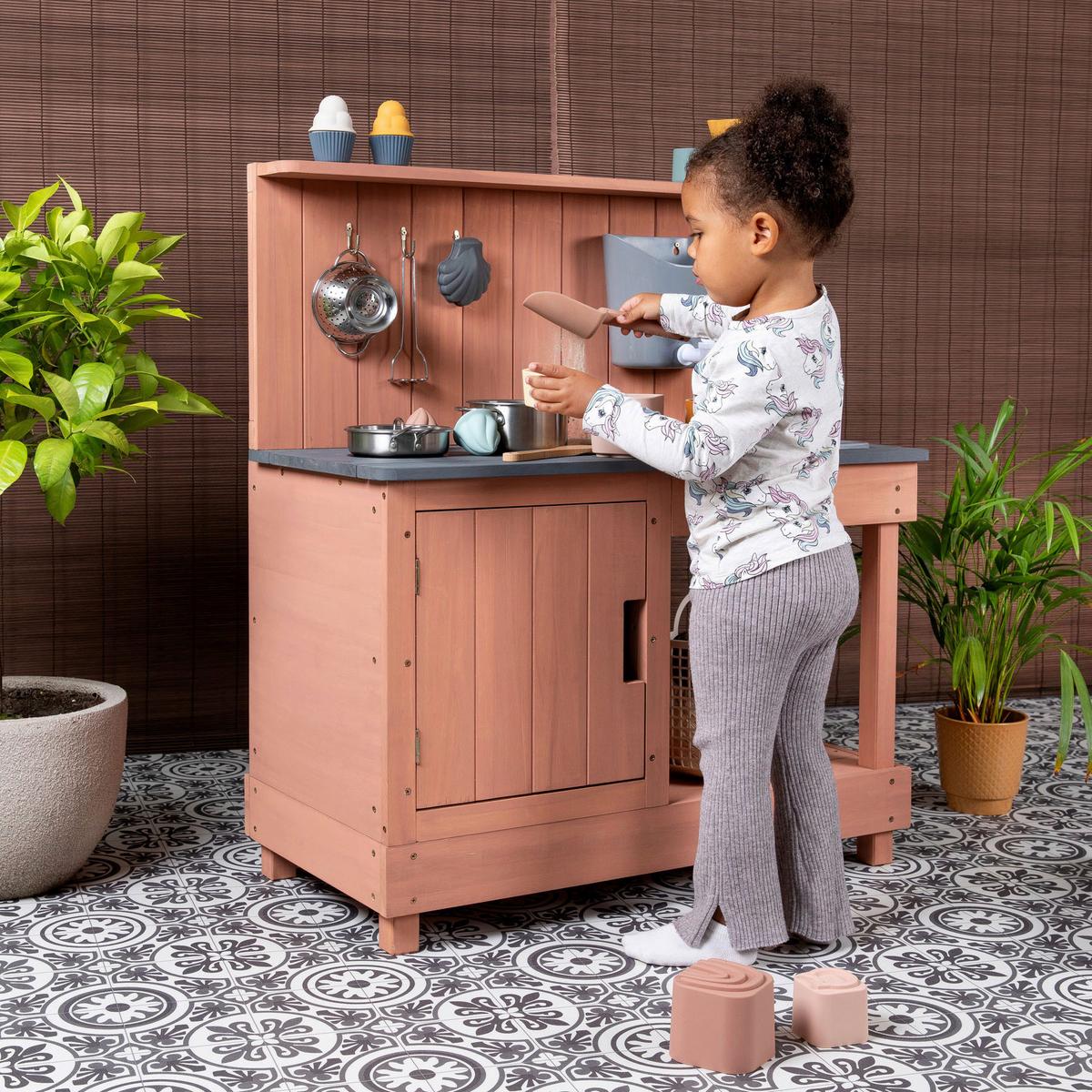 Matschküche Mud Expert Holz, LxBxH: 80x40x90 cm - Altrosa, Basics, Holz (80/40/90cm) - MUDDY BUDDY