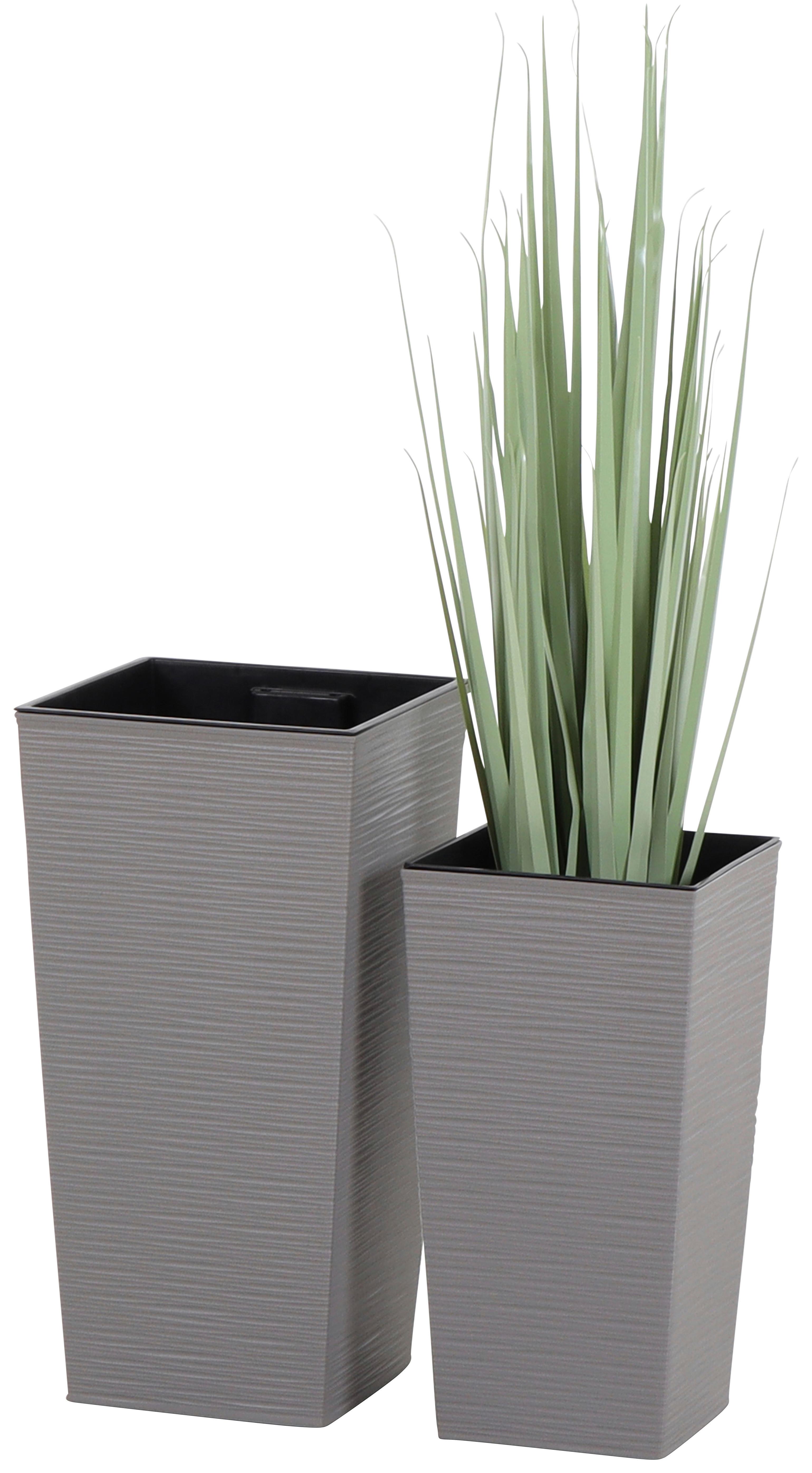 Übertopf-Set Grau 2-teilig - Grau, Basics, Kunststoff - Siena Garden