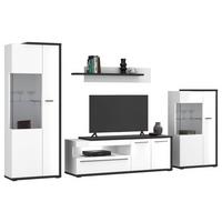 Wohnwand Ambiente Plus Anthrazit/ Weiß B: 310,4 cm - Weiß Hochglanz/Anthrazit, MODERN, Glas/Holzwerkstoff (310,4/199,1/53,6cm)