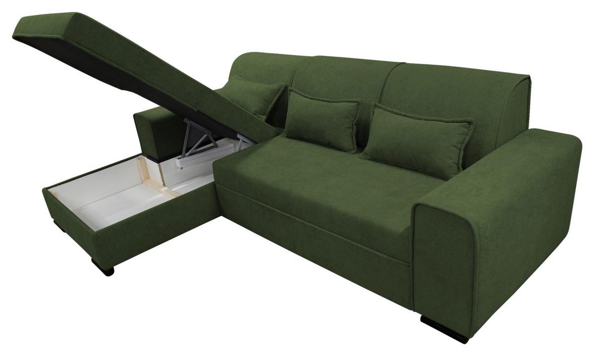 Ecksofa Classic Grün 175x270 cm - Schwarz/Grün, Design, Textil (175/270cm) - MID.YOU