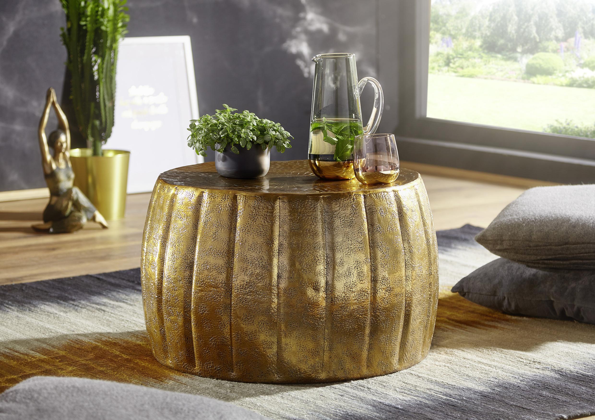 Couchtisch Rund Orientalisch Jamal, Goldfarben - Goldfarben, LIFESTYLE, Metall (60/60/36cm) - MID.YOU