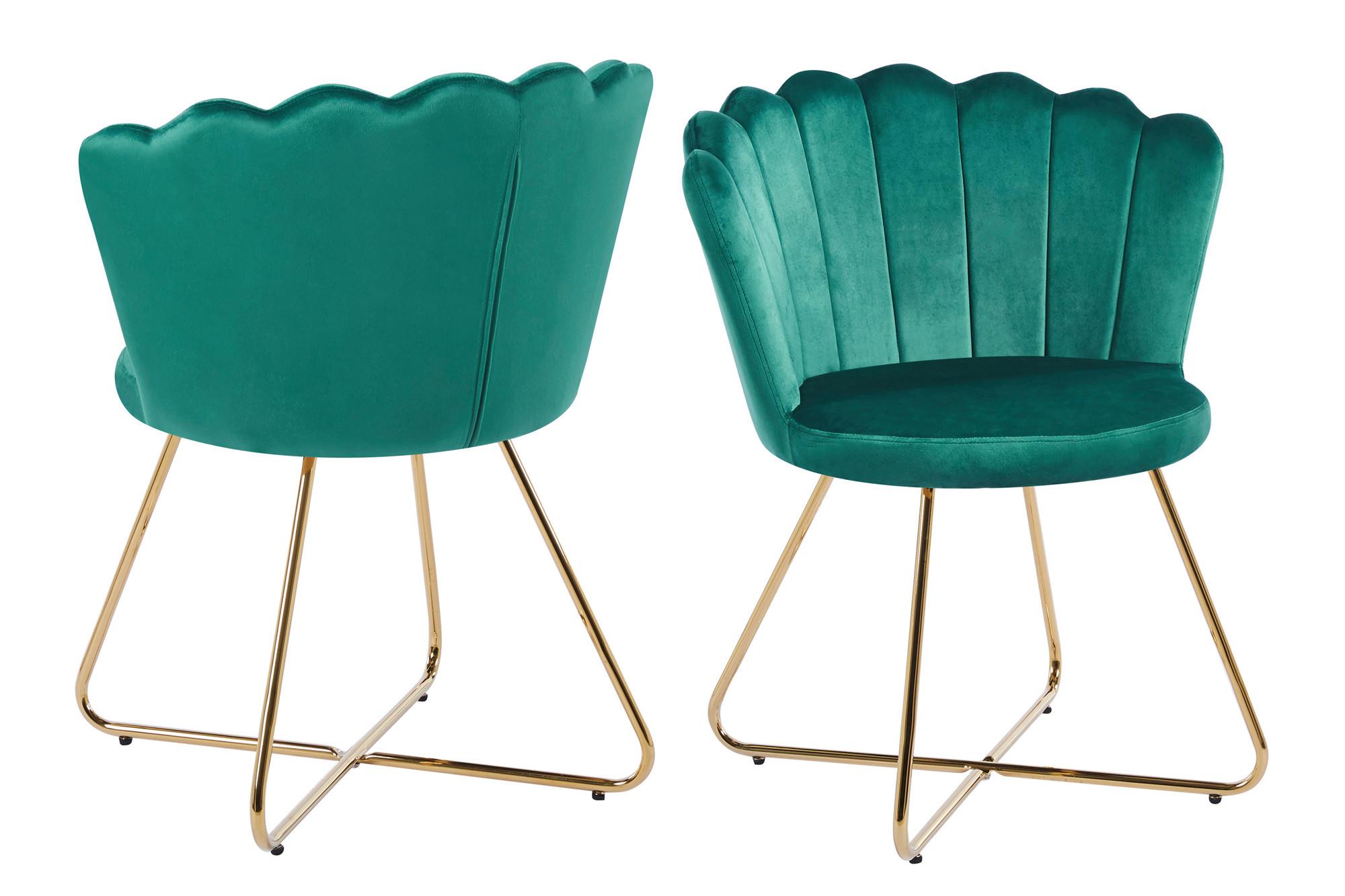 Stuhl-Set Grün B: 69,5 cm - Goldfarben/Grün, MODERN, Textil/Metall (69,5/85/66cm) - Livetastic