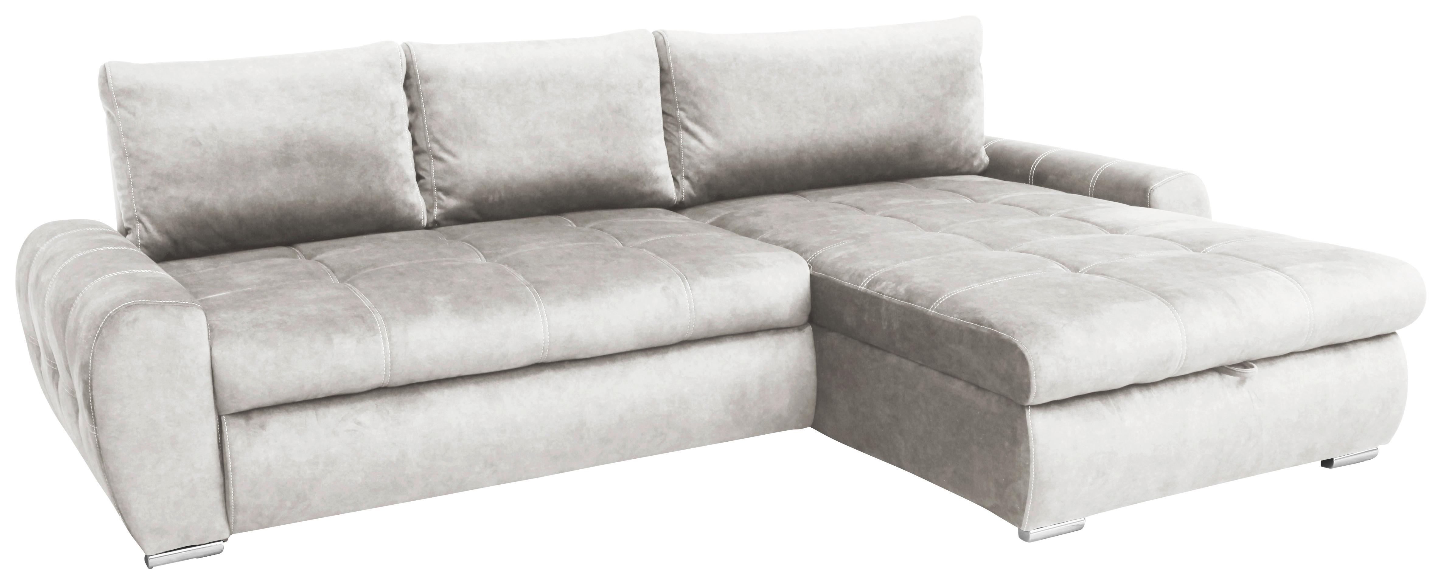 Rohová sedačka SOLAR, obojstranná, béžový zamat - chrómová/béžová, Modern, textil (277/175cm)