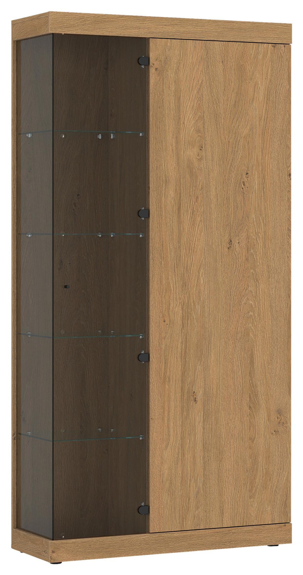 Vitrine Aretta Eichefarben B: 100 cm - Eichefarben, MODERN, Glas/Holzwerkstoff (100/205/41,8cm)