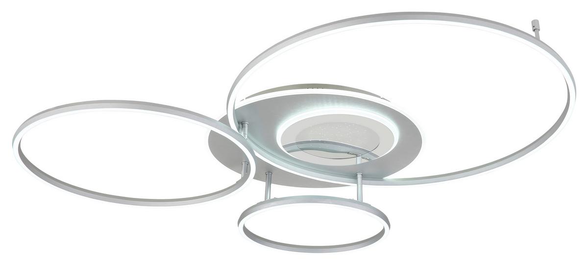 LED-DECKENLEUCHTE Opal, ca. 117x86x13 cm - Silberfarben/Opal, Design, Kunststoff/Metall (116,6/86,4/13cm) - Globo