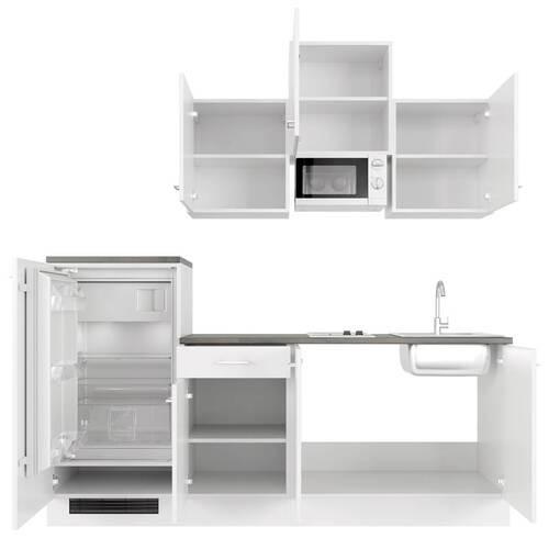 Küchenblock Lucca Weiß/Graubraun B: 210 cm - Graubraun/Weiß, MODERN, Holzwerkstoff (210cm) - FlexWell