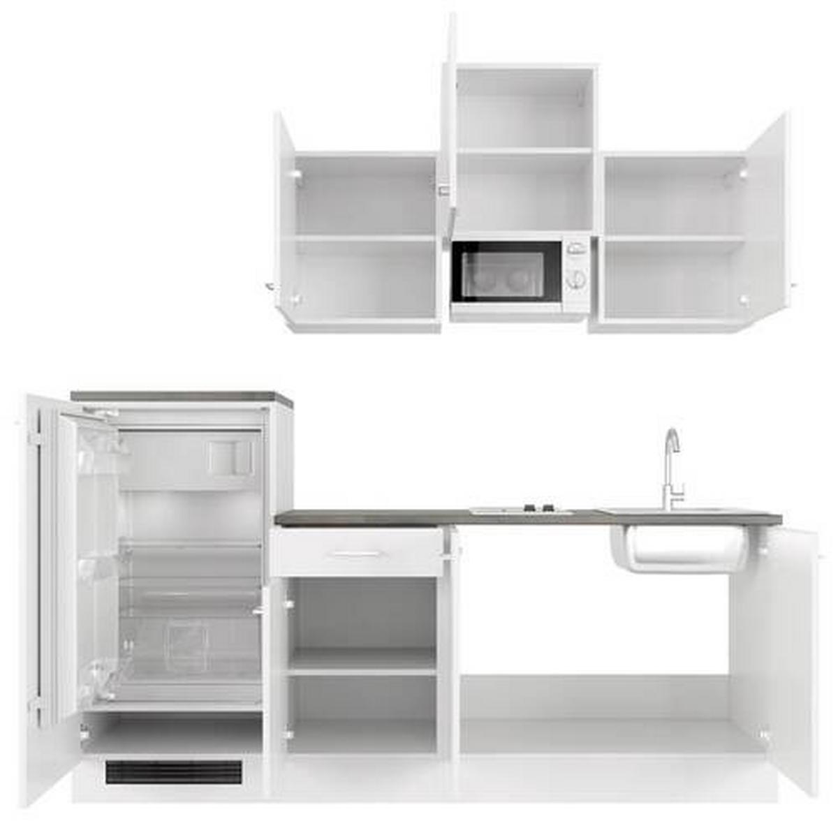 Küchenblock Lucca Weiß/graubraun B: 210 Cm - Graubraun/Weiß, MODERN, Holzwerkstoff (210cm) - FlexWell