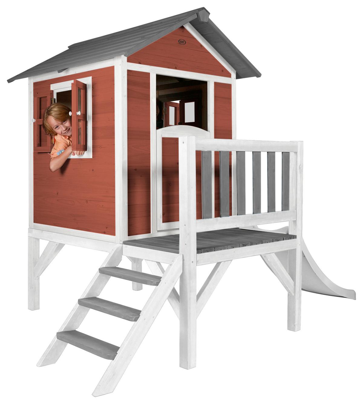 Spielhaus C050.002.95 - Rot/Weiß, KONVENTIONELL, Holz/Kunststoff (240/189/167cm) - Ambia Garden