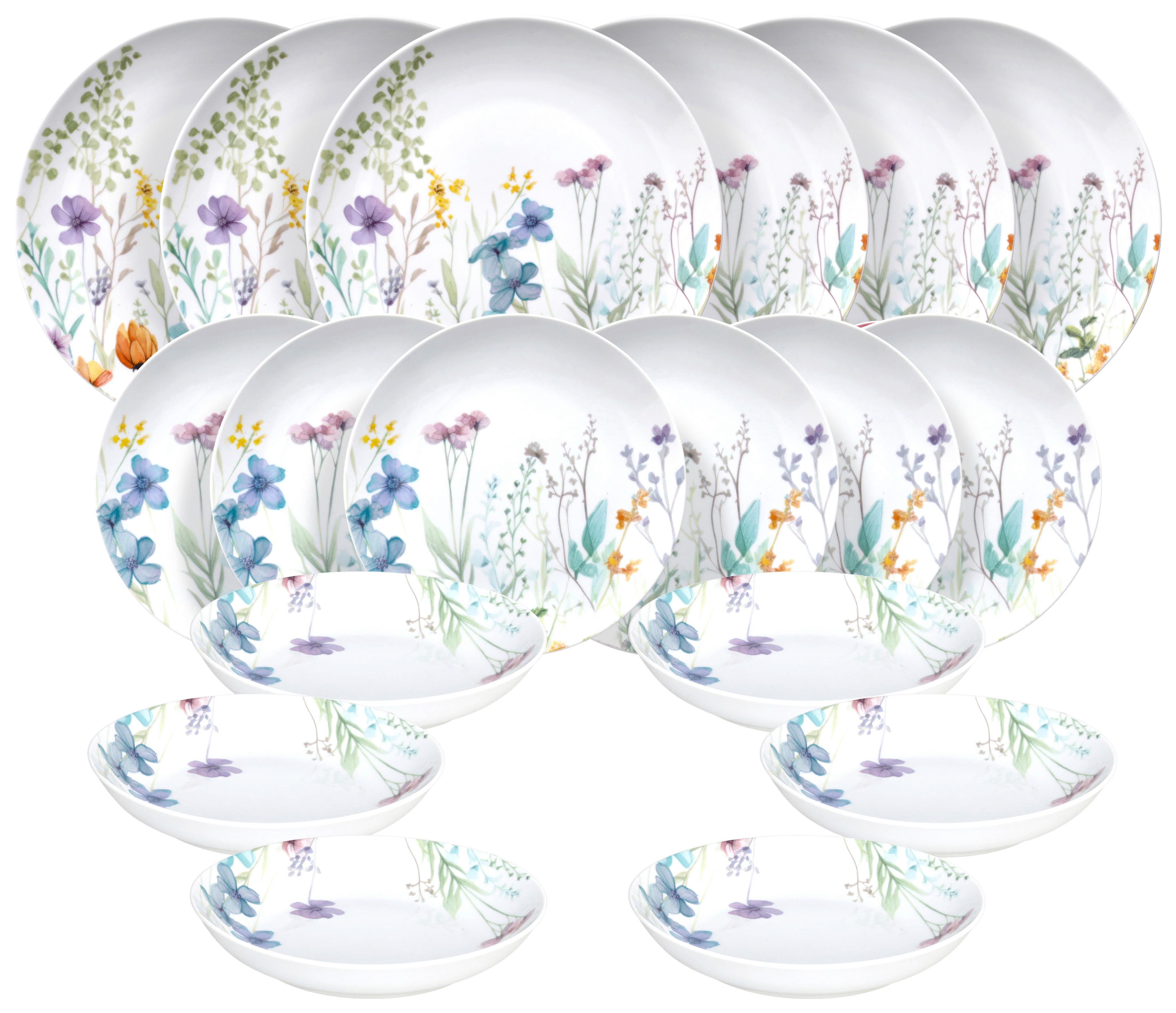 Kombiservice Madison Florenne Keramik 6 Personen Blumendekor - Multicolor, Basics, Keramik - Tognana