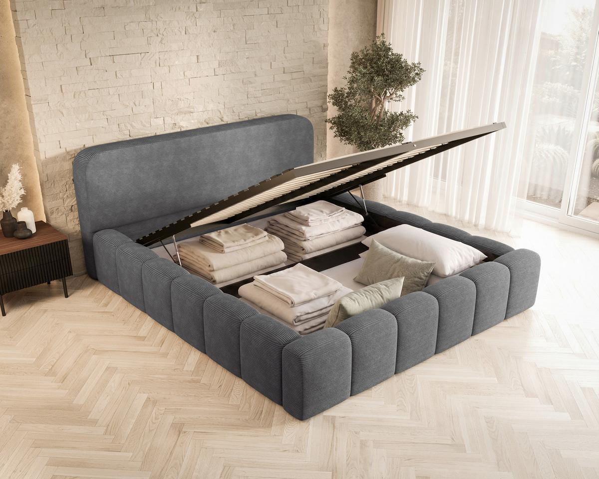Polsterbett Deli 140 Anthrazit LF: 140x200cm - Anthrazit/Schwarz, MODERN, Textil/Metall (140/200cm) - MID.YOU